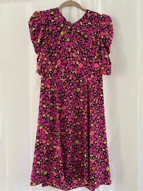 kate spade Black Dress with Pink & Neon Floral Print